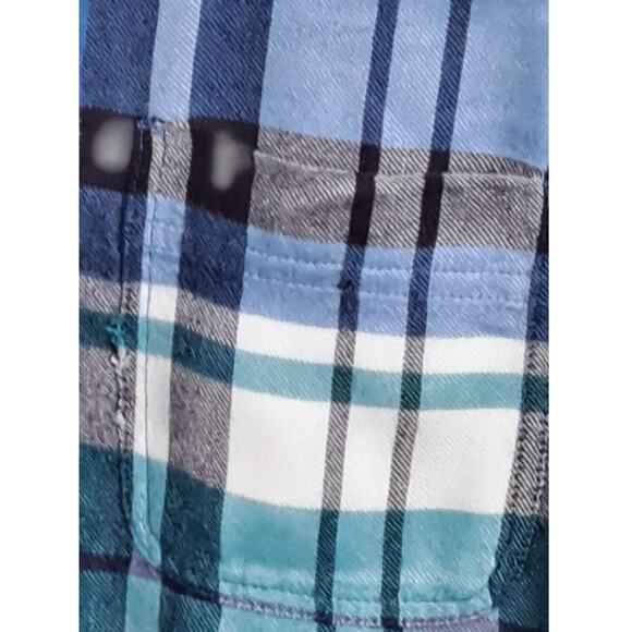 Talbots Blue Plaid Light Flannel Button Down Top Small P - Picture 2 of 8